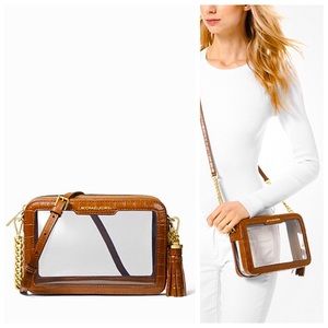 Jet Set East West Clear Signature Logo Crossbody Bag